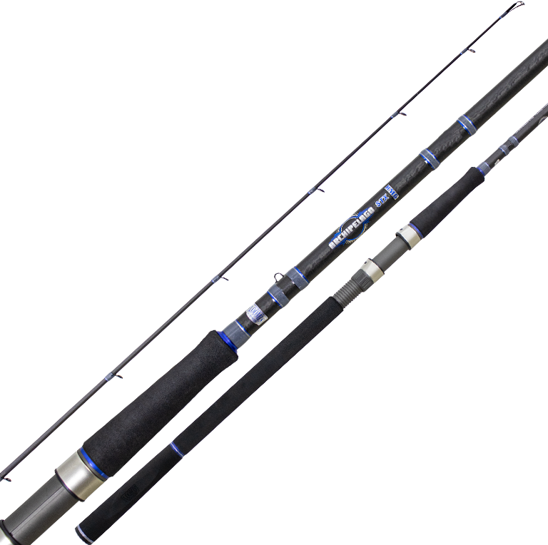 Loomis & Franklin Agulhas 2-piece saltwater spinning rod with EVA grips and composite carbon blank for surf and estuary fishing.