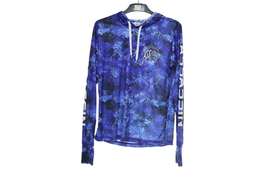 Assassin Quick Dry Hex Camo Hoody Blue